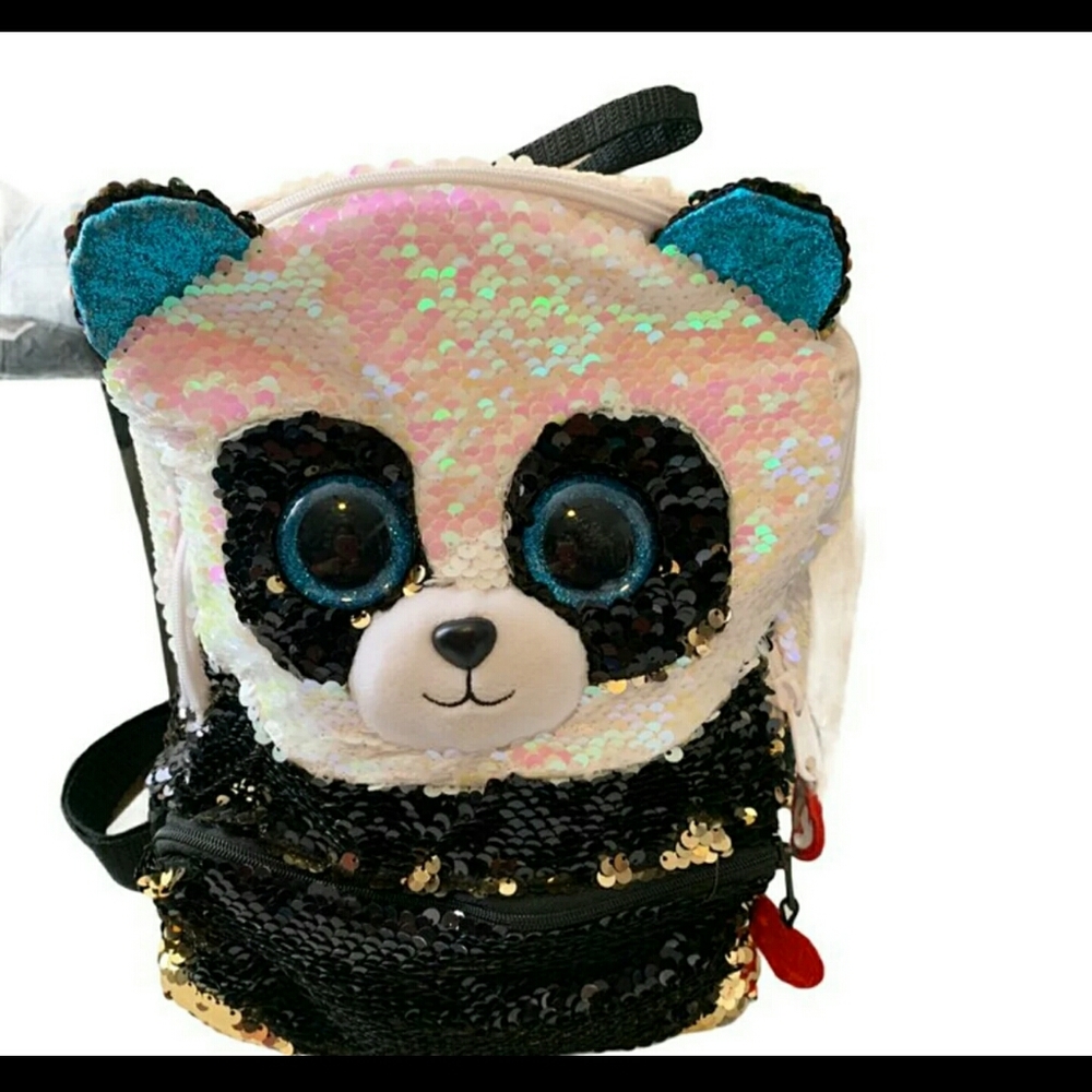 TY sequin panda bear mini backpack